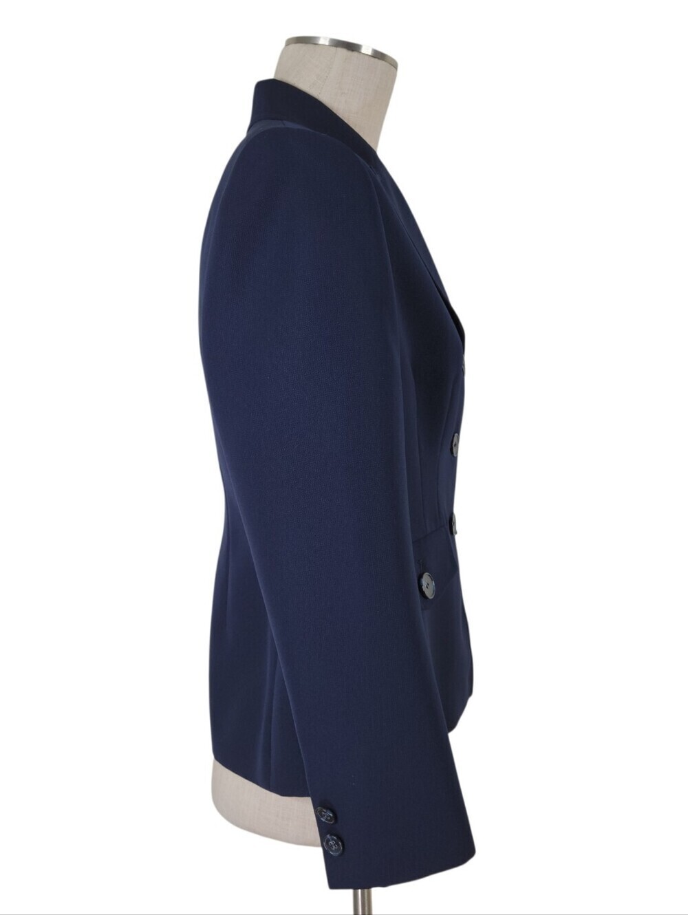 Kasper Blazer Size 10P Petite Navy Blue Button Flap Pockets 3 Button Lined - Picture 3 of 10
